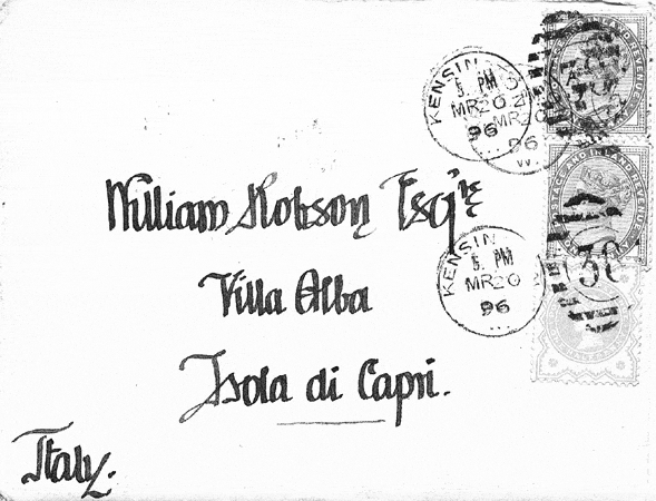Envelope addressed to W. Robson in Capri, 1896